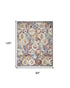 4' X 6' Navy Blue Damask Power Loom Distressed Area Rug